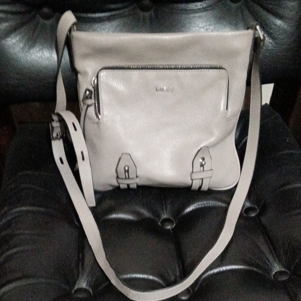 Lodis Gray Leather Crossbody Bag
